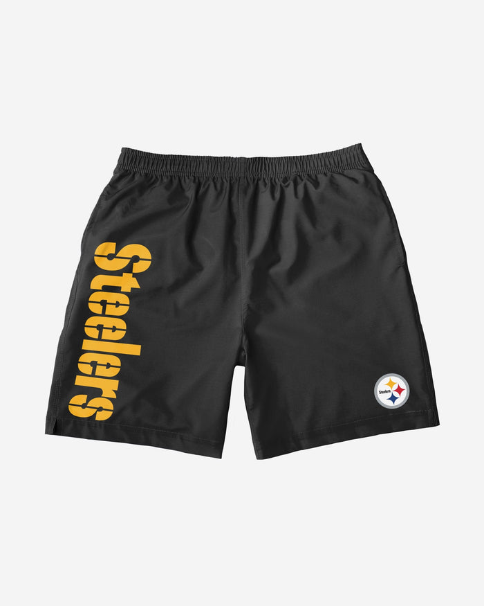 Pittsburgh Steelers Solid Wordmark Traditional Swimming Trunks FOCO - FOCO.com