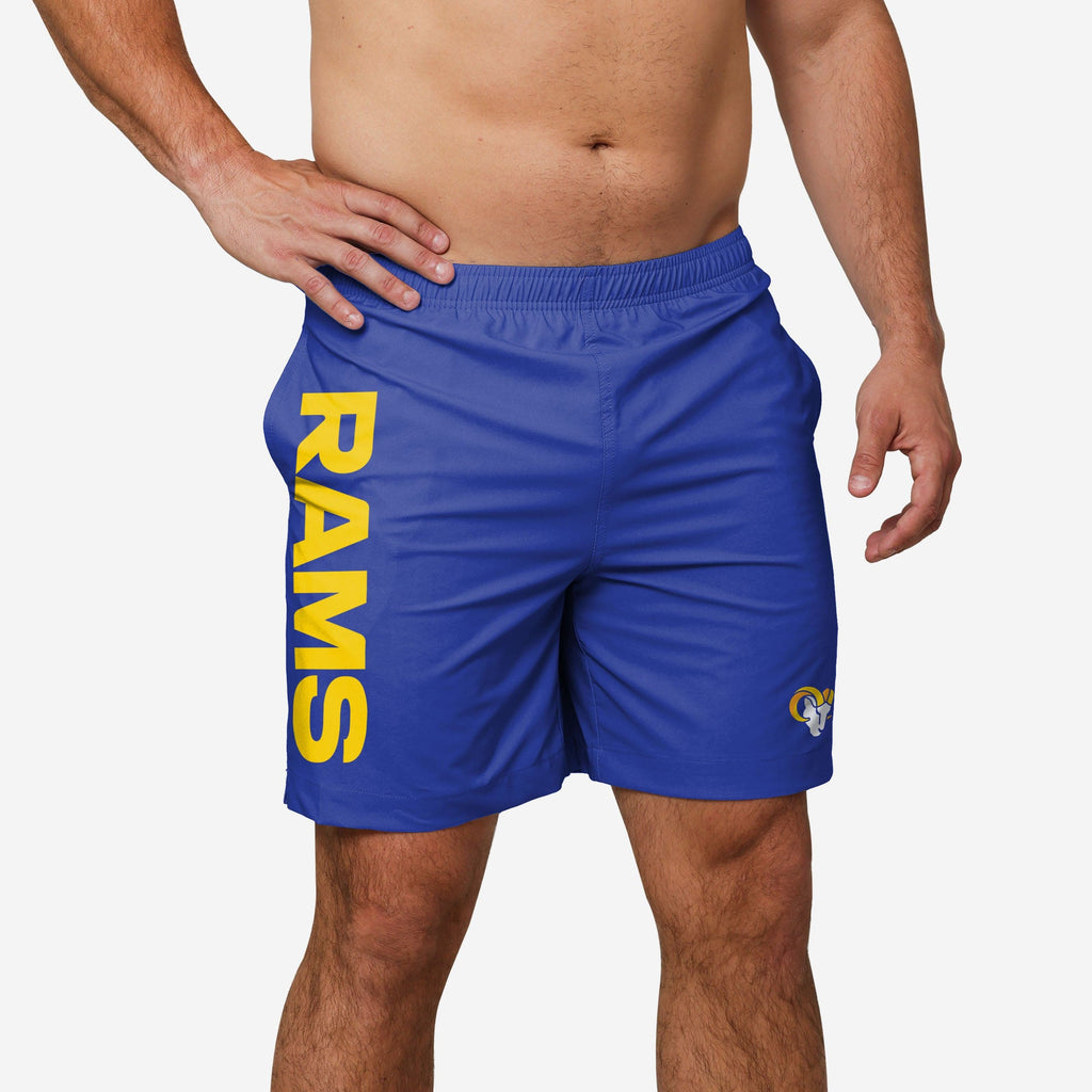 Los Angeles Rams Solid Wordmark Traditional Swimming Trunks FOCO S - FOCO.com