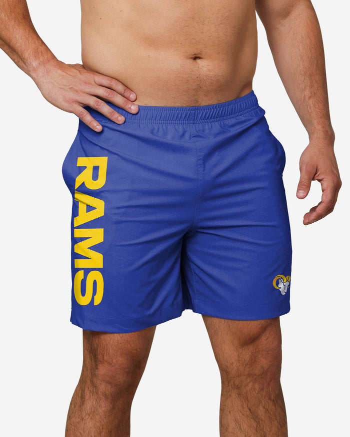 Los Angeles Rams Solid Wordmark Traditional Swimming Trunks FOCO S - FOCO.com