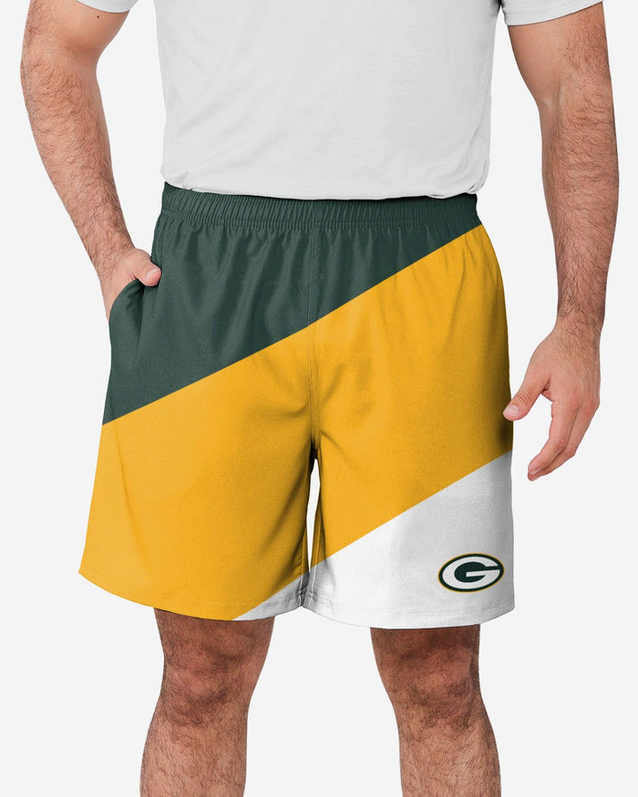 Green Bay Packers Colorblock Double Down Liner Training Shorts FOCO S - FOCO.com