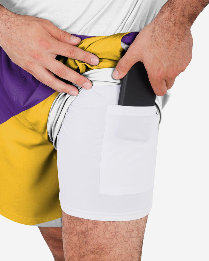 Minnesota Vikings Colorblock Double Down Liner Training Shorts FOCO - FOCO.com