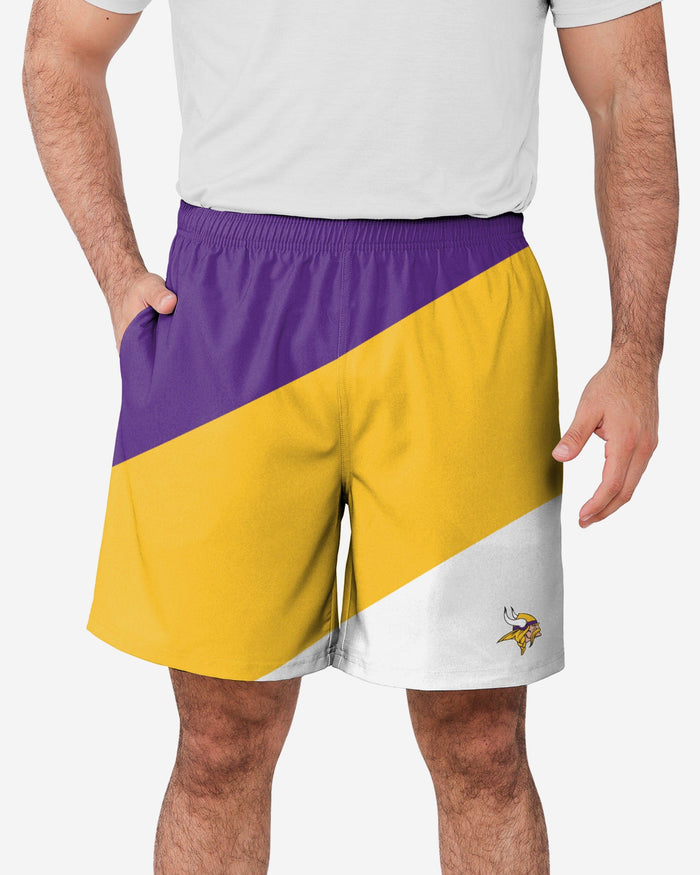 Minnesota Vikings Colorblock Double Down Liner Training Shorts FOCO S - FOCO.com