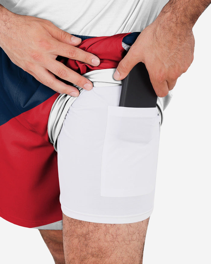 New England Patriots Colorblock Double Down Liner Training Shorts FOCO - FOCO.com