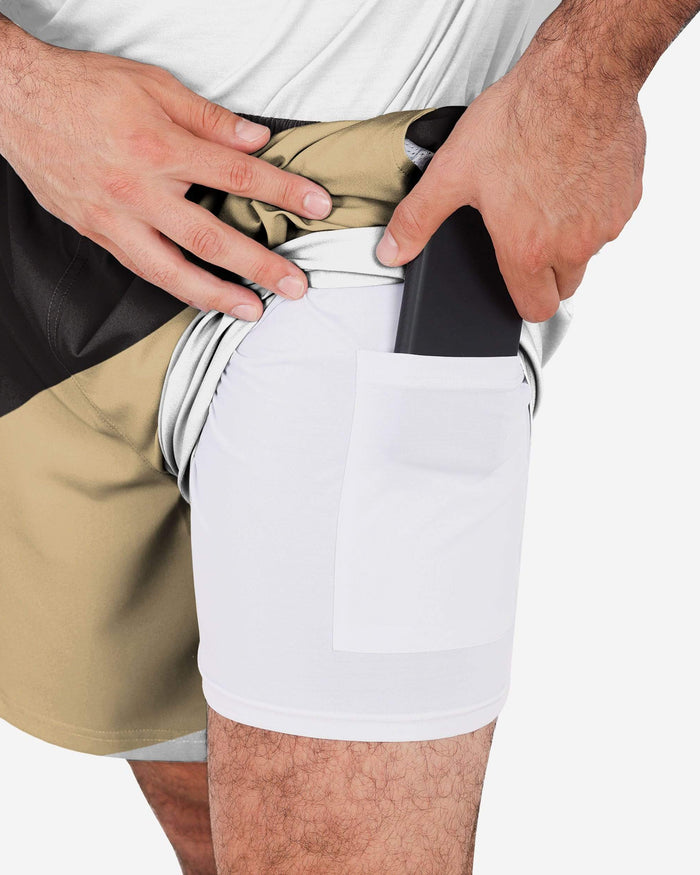 New Orleans Saints Colorblock Double Down Liner Training Shorts FOCO - FOCO.com