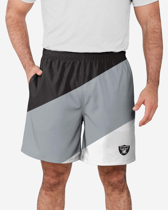 Las Vegas Raiders Colorblock Double Down Liner Training Shorts FOCO S - FOCO.com