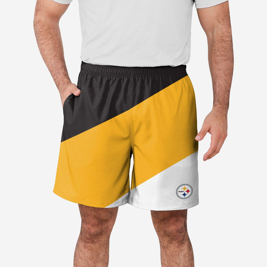 Pittsburgh Steelers Colorblock Double Down Liner Training Shorts FOCO
