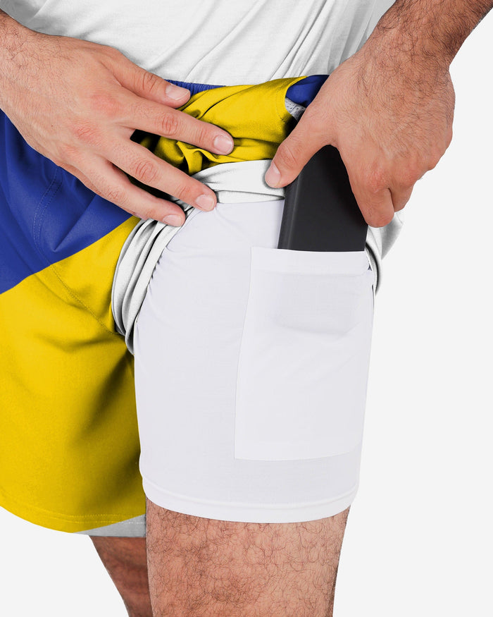 Los Angeles Rams Colorblock Double Down Liner Training Shorts FOCO - FOCO.com