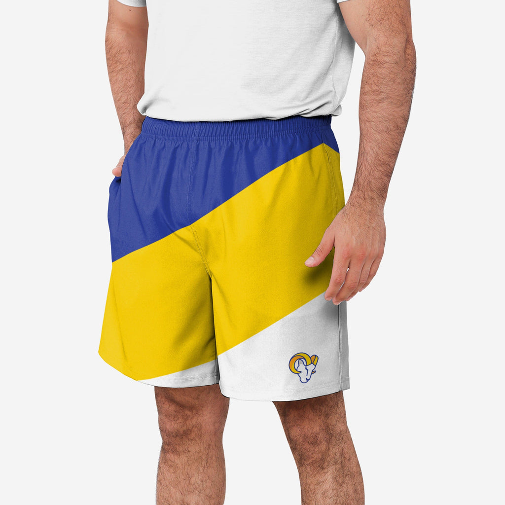 Los Angeles Rams Colorblock Double Down Liner Training Shorts FOCO S - FOCO.com