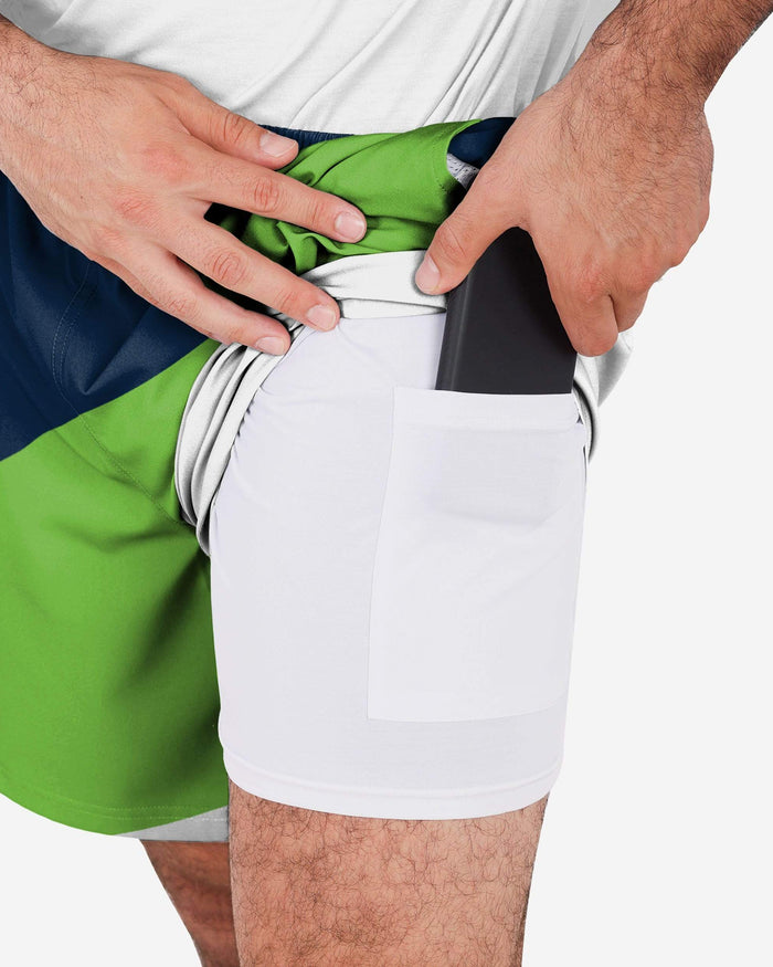 Seattle Seahawks Colorblock Double Down Liner Training Shorts FOCO - FOCO.com