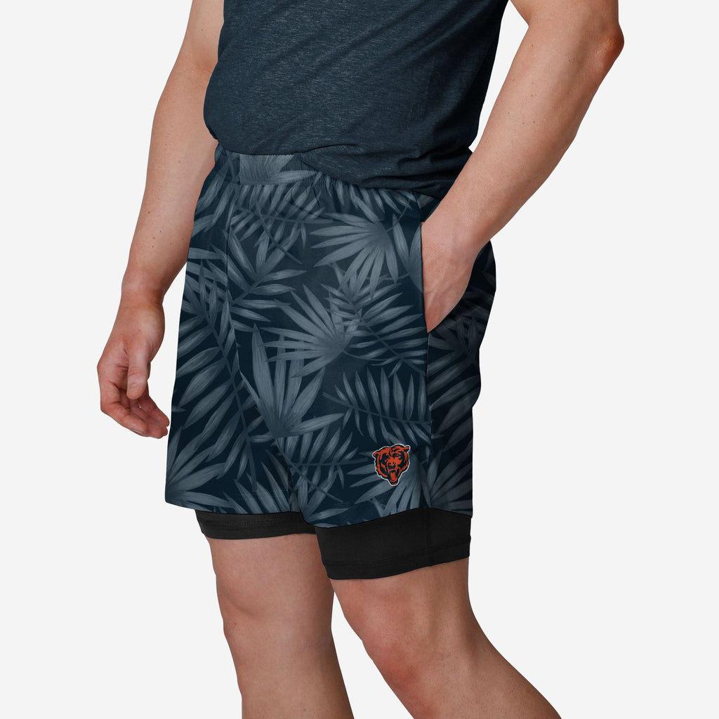 Chicago Bears Floral Black Liner Shorts FOCO S - FOCO.com