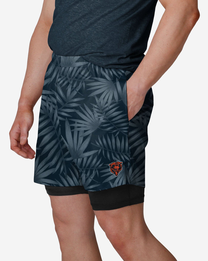 Chicago Bears Floral Black Liner Shorts FOCO S - FOCO.com