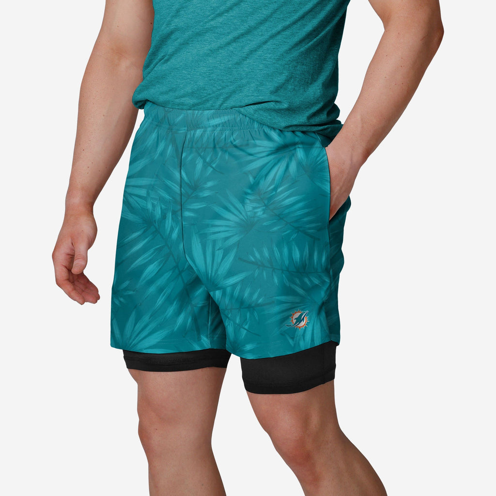 Miami Dolphins Floral Black Liner Shorts FOCO S - FOCO.com