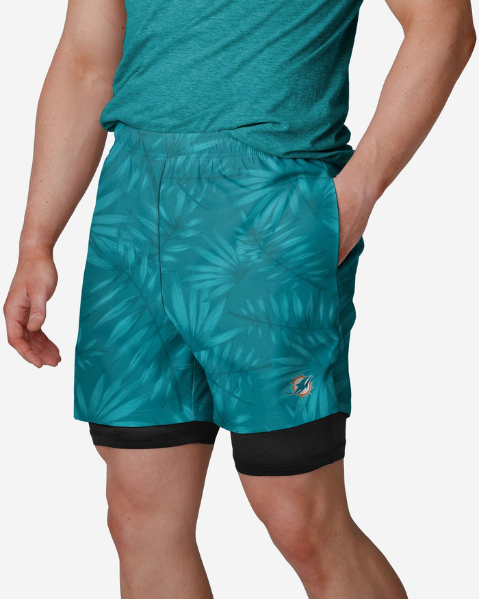 Miami Dolphins Floral Black Liner Shorts FOCO S - FOCO.com