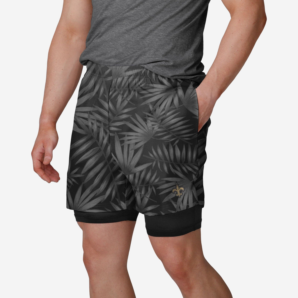 New Orleans Saints Floral Black Liner Shorts FOCO S - FOCO.com