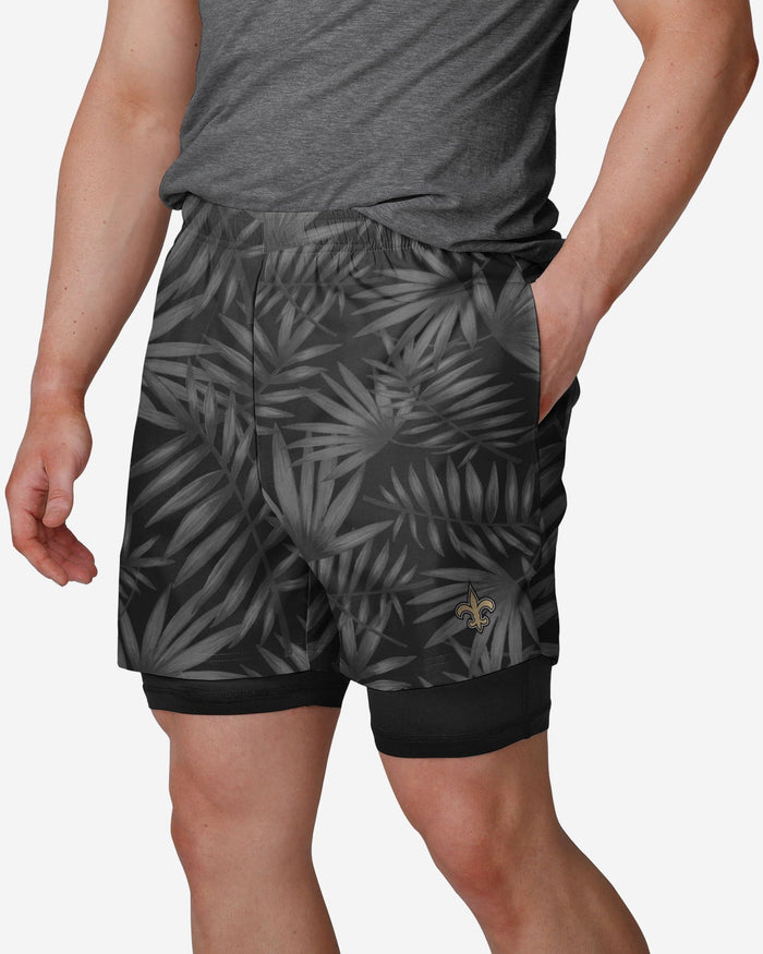 New Orleans Saints Floral Black Liner Shorts FOCO S - FOCO.com