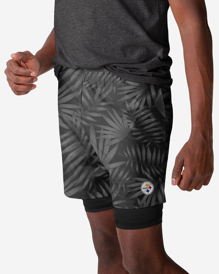 Pittsburgh Steelers Floral Black Liner Shorts FOCO S - FOCO.com