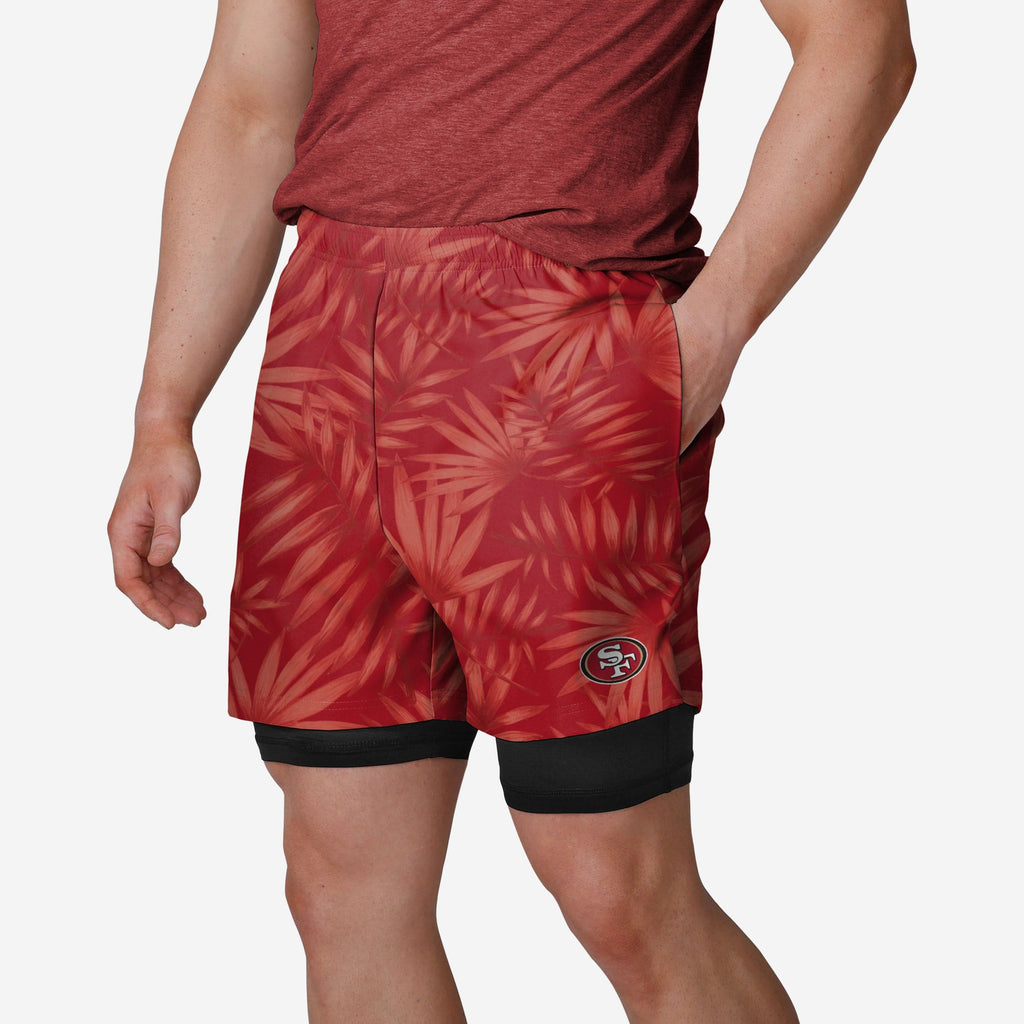 San Francisco 49ers Floral Black Liner Shorts FOCO S - FOCO.com