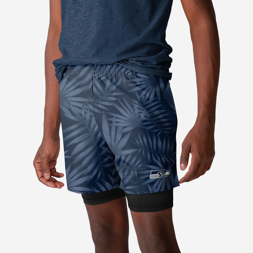 Seattle Seahawks Floral Black Liner Shorts FOCO S - FOCO.com