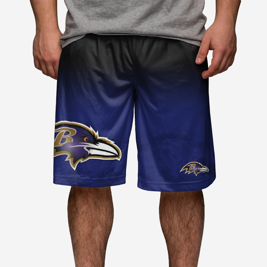 Baltimore Ravens Gradient Big Logo Training Shorts FOCO - FOCO.com