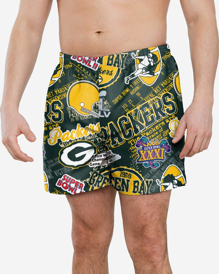 Green Bay Packers Logo Rush Swimming Trunks FOCO S - FOCO.com