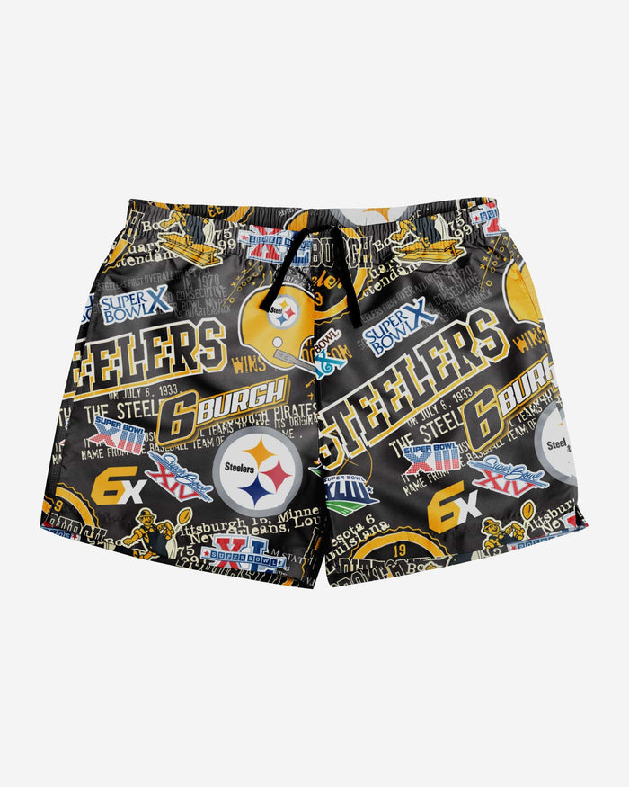 Pittsburgh Steelers Logo Rush Swimming Trunks FOCO - FOCO.com