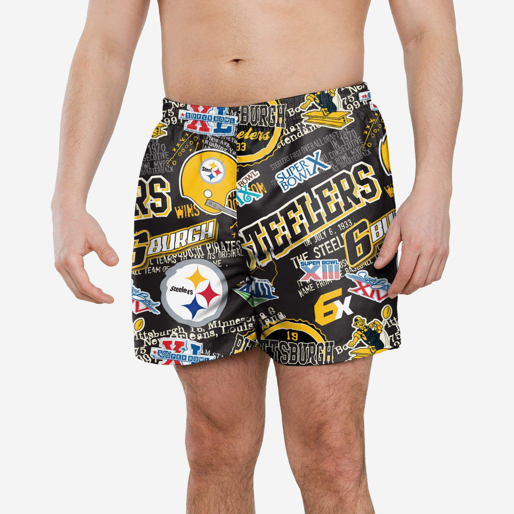 Pittsburgh Steelers Logo Rush Swimming Trunks FOCO S - FOCO.com