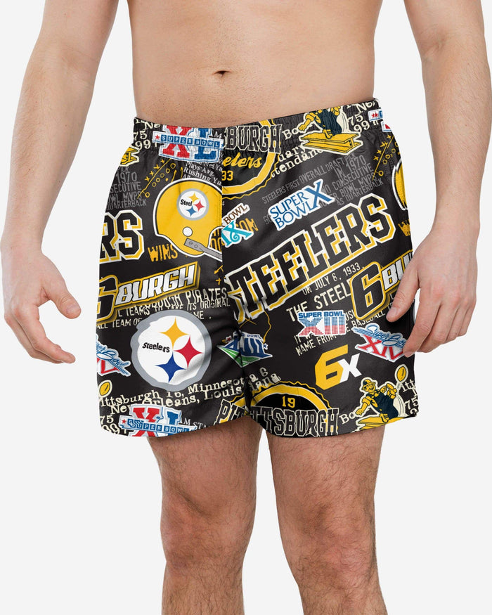 Pittsburgh Steelers Logo Rush Swimming Trunks FOCO S - FOCO.com