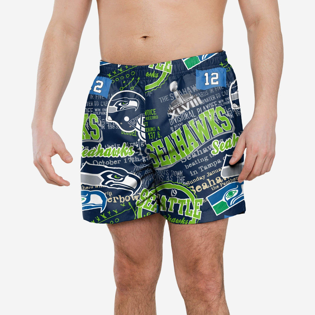 Seattle Seahawks Logo Rush Swimming Trunks FOCO S - FOCO.com