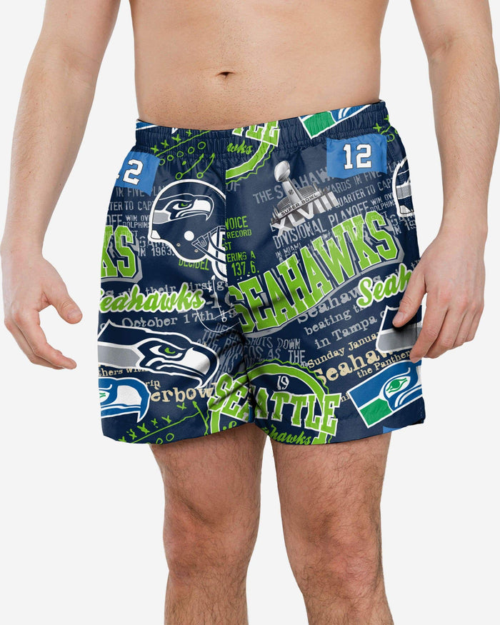 Seattle Seahawks Logo Rush Swimming Trunks FOCO S - FOCO.com