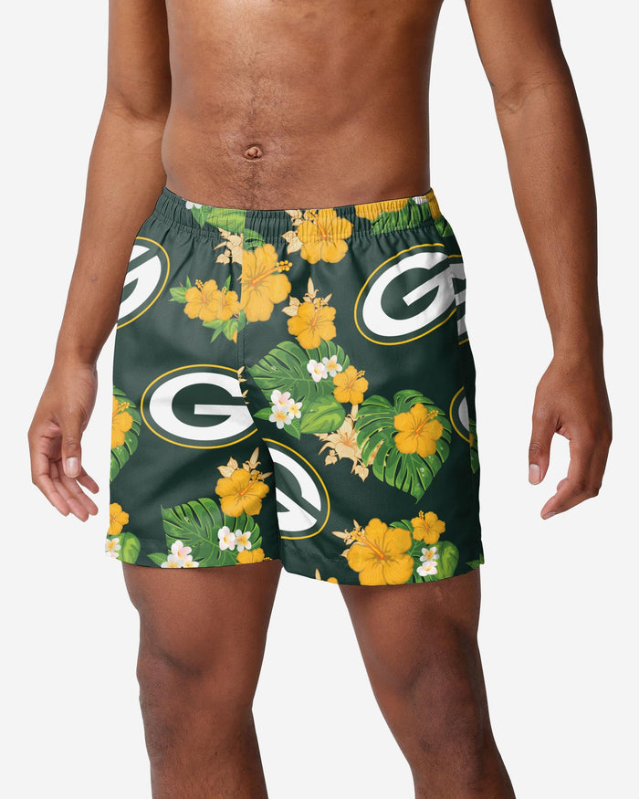 Green Bay Packers Floral Swimming Trunks FOCO S - FOCO.com