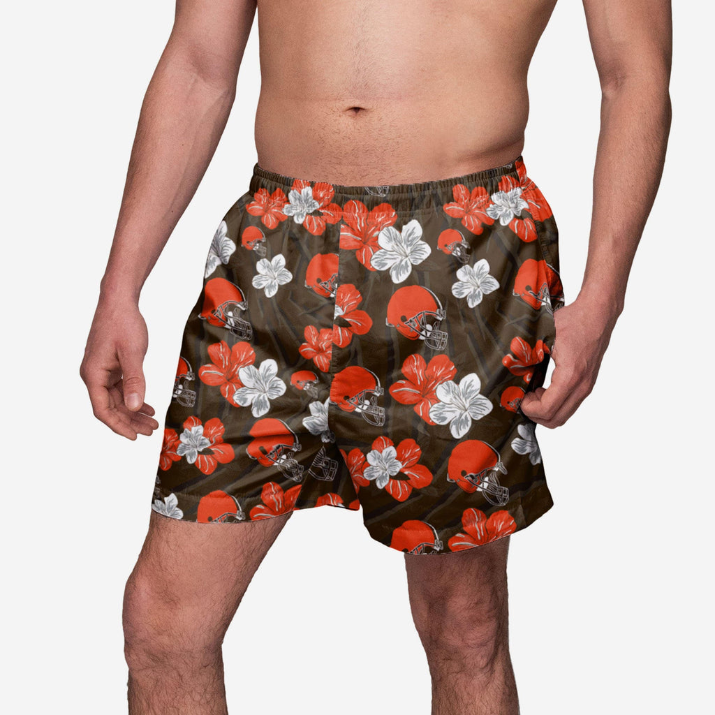 Cleveland Browns Original Hibiscus Swimming Trunks FOCO S - FOCO.com