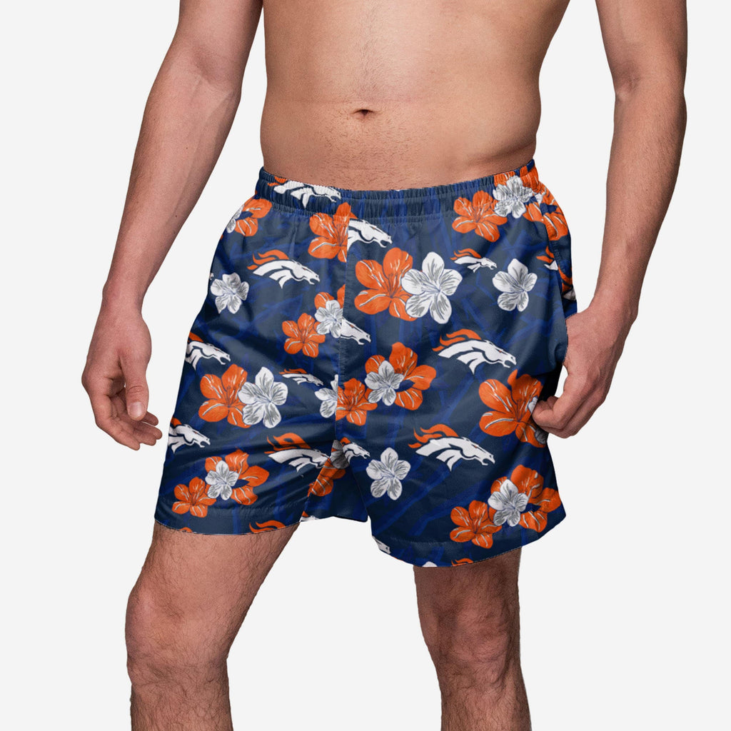 Denver Broncos Hibiscus Swimming Trunks FOCO S - FOCO.com