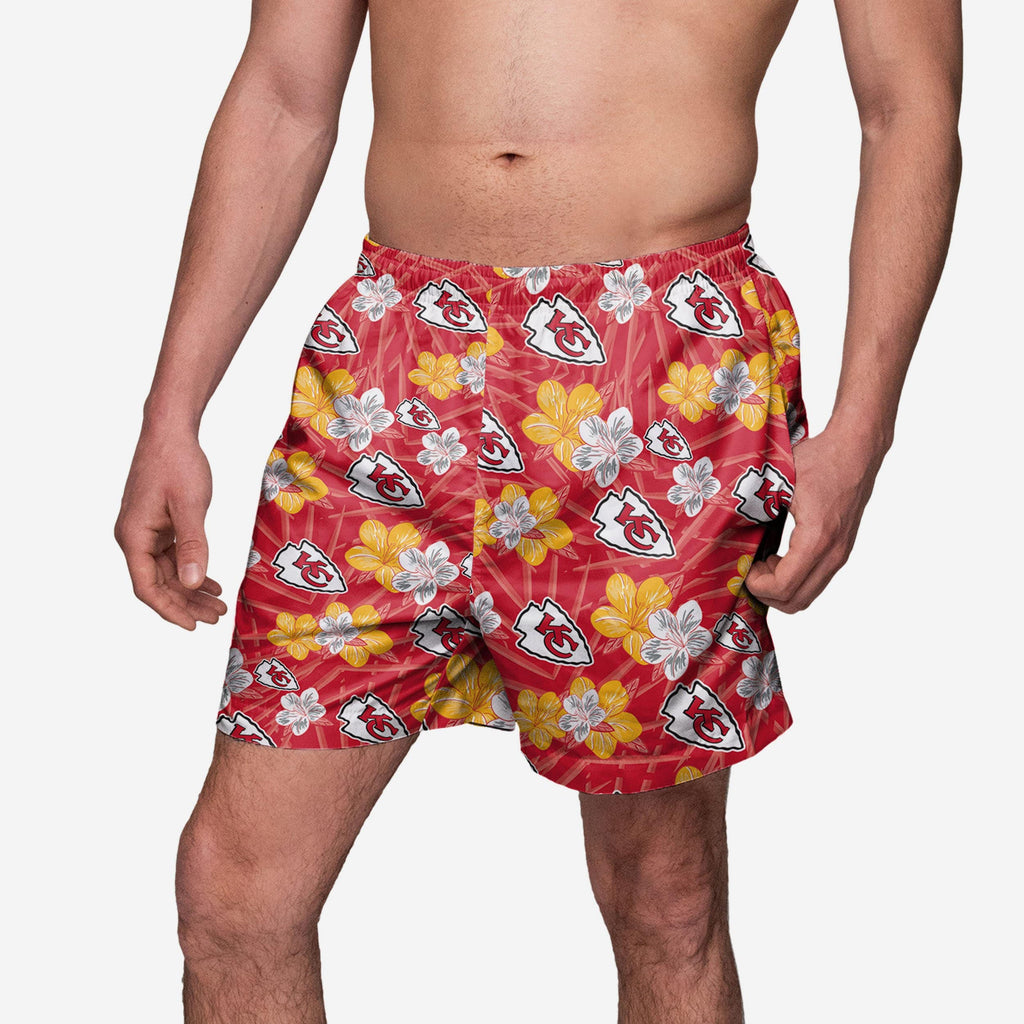 Kansas City Chiefs Hibiscus Swimming Trunks FOCO S - FOCO.com