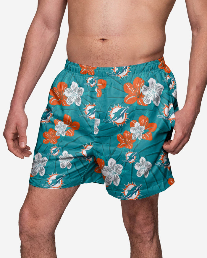 Miami Dolphins Hibiscus Swimming Trunks FOCO S - FOCO.com