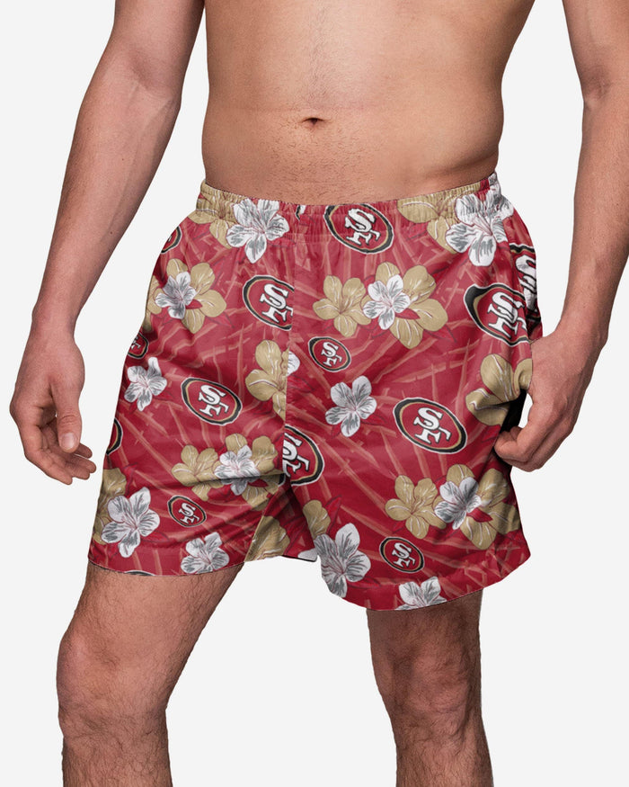 San Francisco 49ers Hibiscus Swimming Trunks FOCO S - FOCO.com