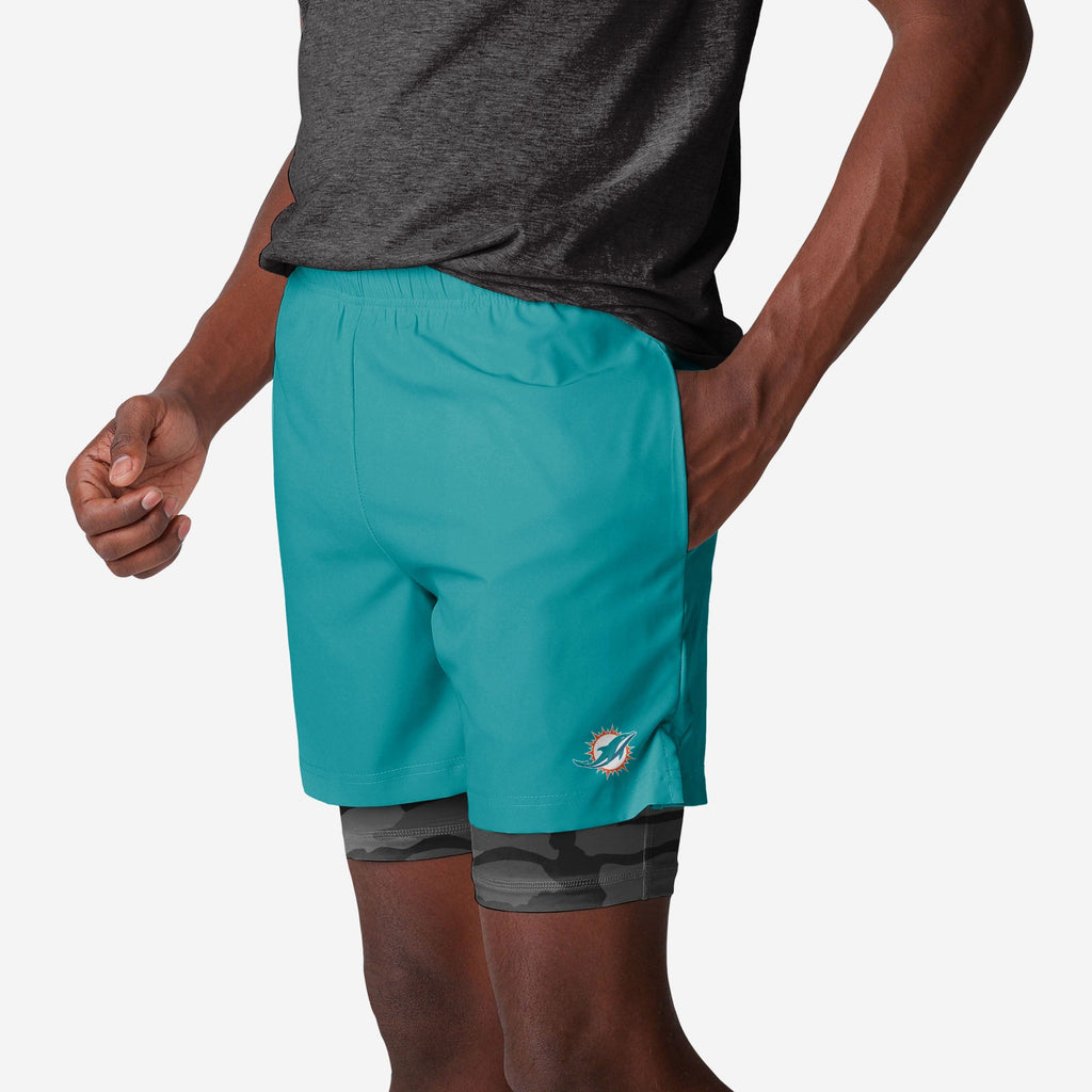 Miami Dolphins Team Color Camo Liner Shorts FOCO S - FOCO.com