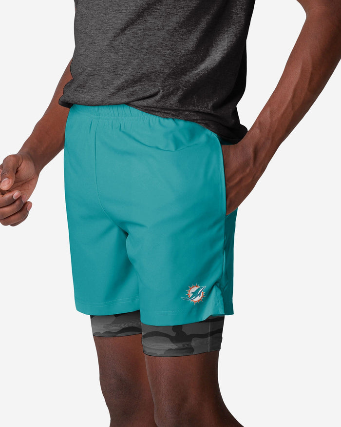 Miami Dolphins Team Color Camo Liner Shorts FOCO S - FOCO.com