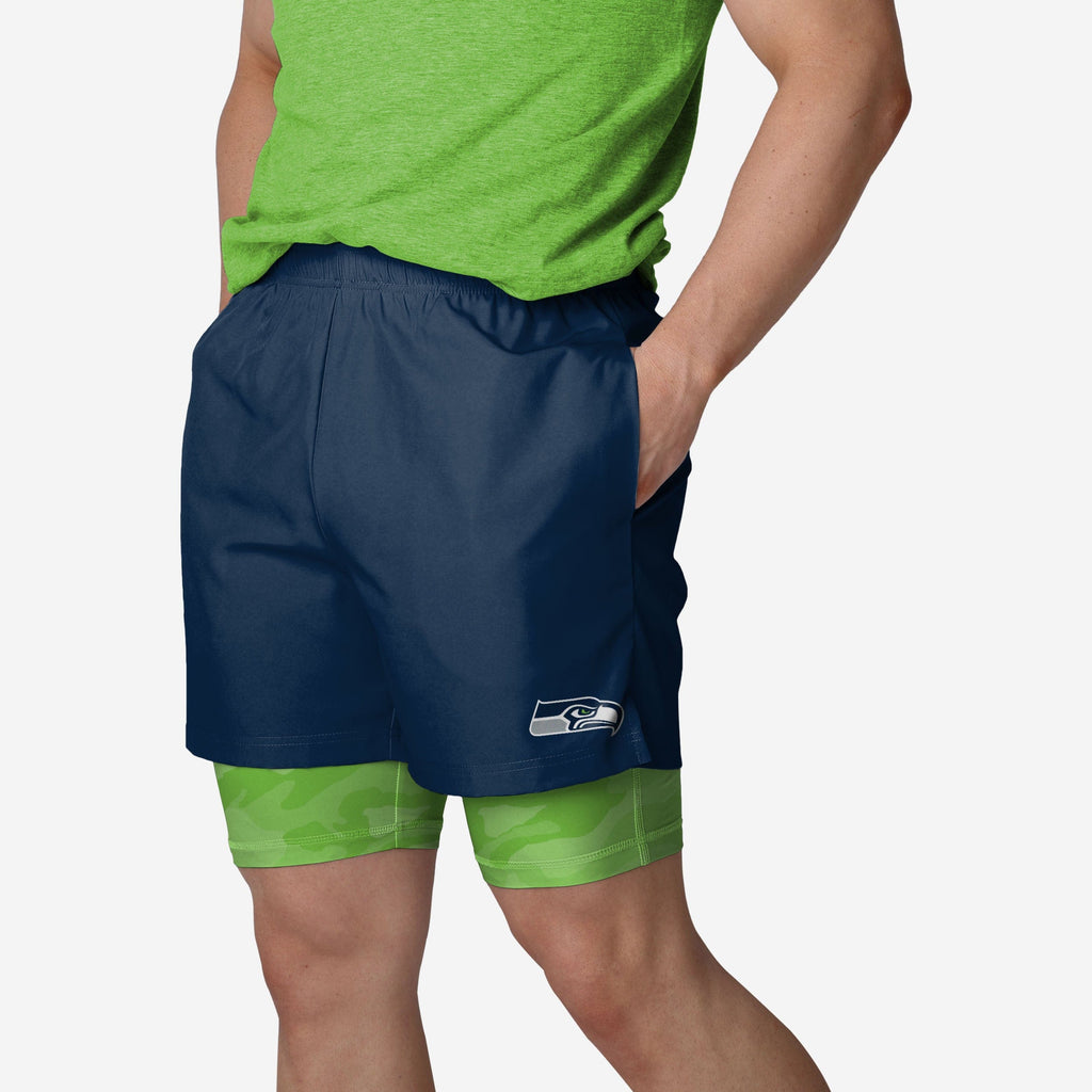 Seattle Seahawks Team Color Camo Liner Shorts FOCO S - FOCO.com