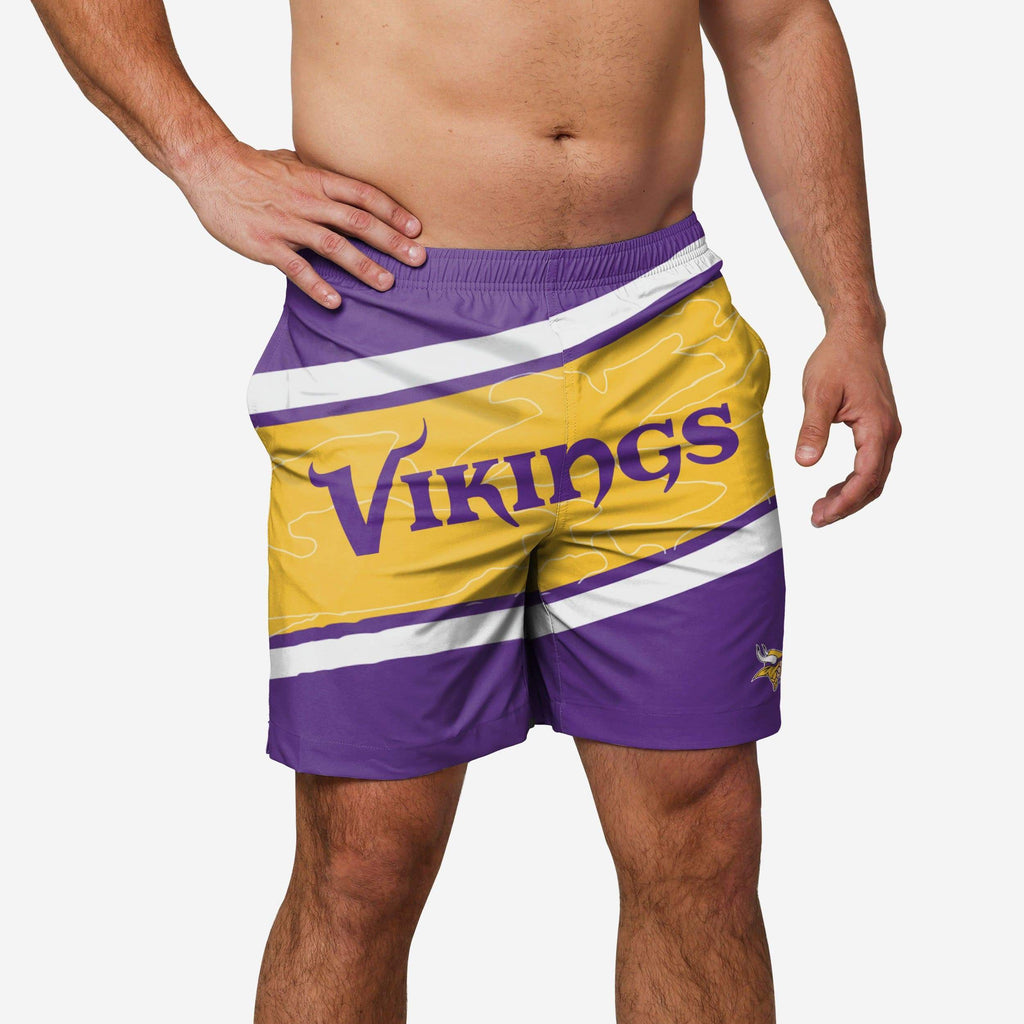 Minnesota Vikings Big Wordmark Swimming Trunks FOCO S - FOCO.com