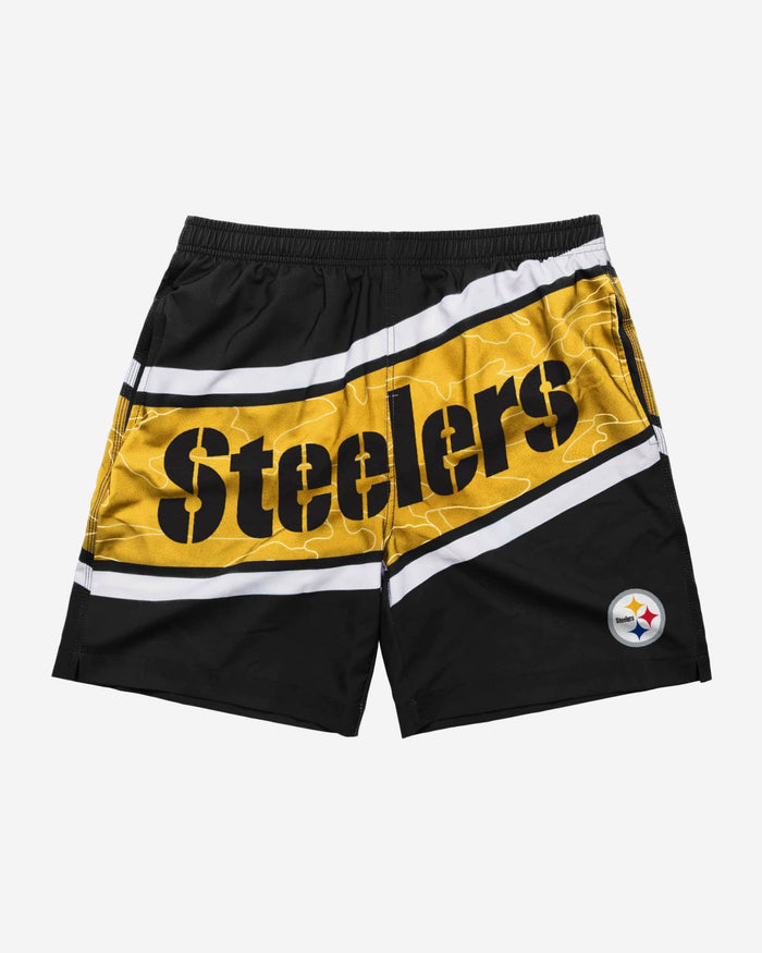 Pittsburgh Steelers Big Wordmark Swimming Trunks FOCO - FOCO.com