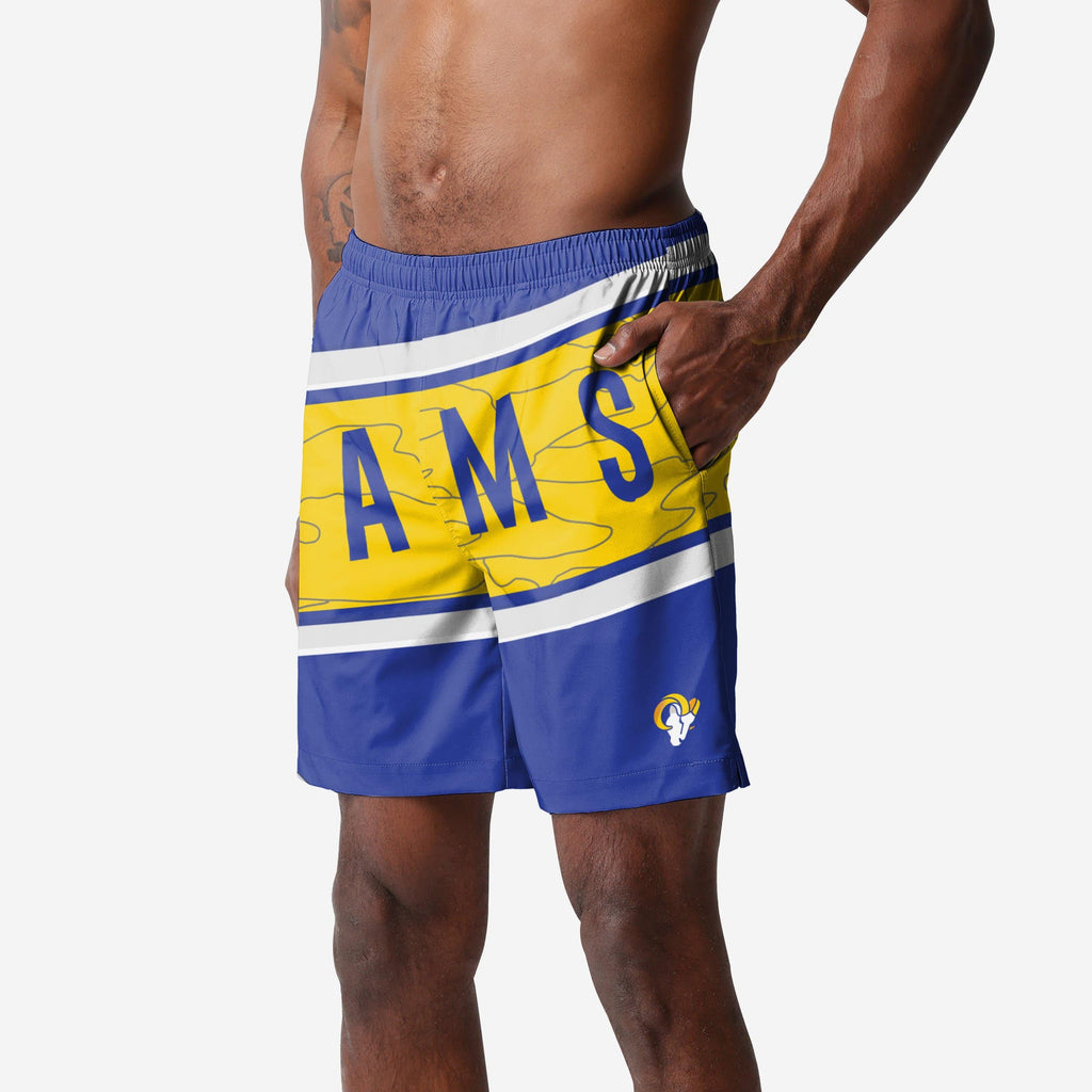 Los Angeles Rams Big Wordmark Swimming Trunks FOCO S - FOCO.com