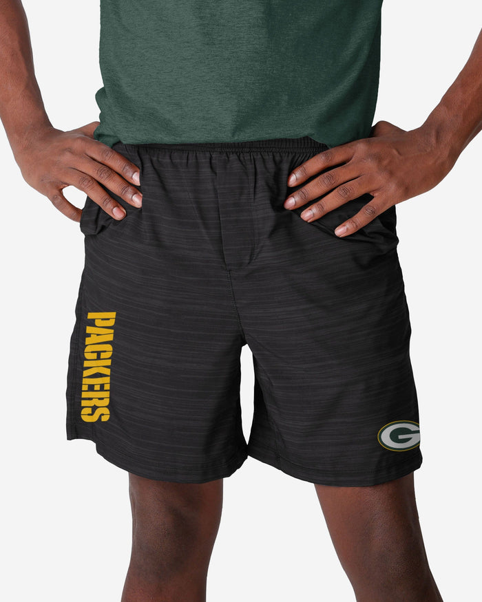 Green Bay Packers Heathered Black Woven Liner Shorts FOCO S - FOCO.com