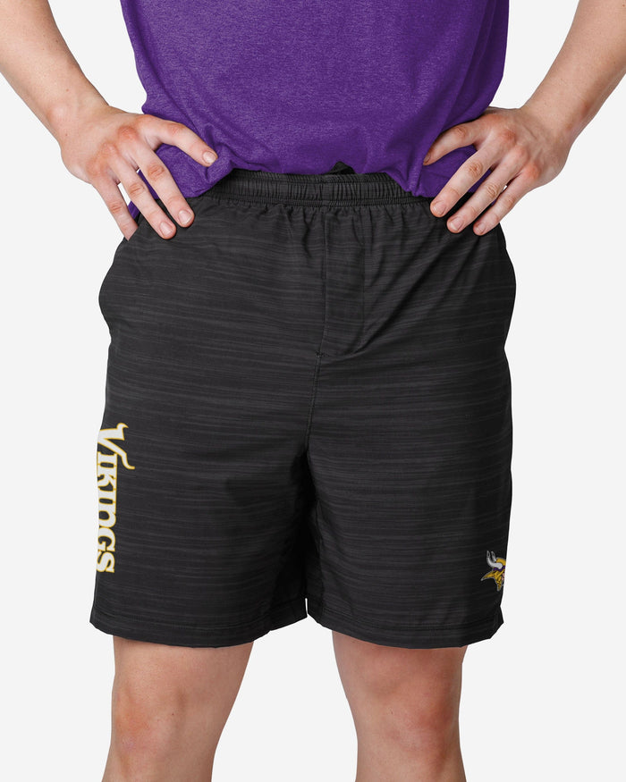 Minnesota Vikings Heathered Black Woven Liner Shorts FOCO S - FOCO.com