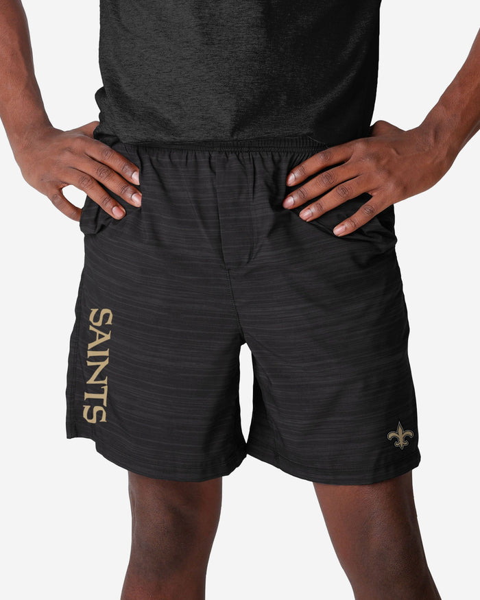 New Orleans Saints Heathered Black Woven Liner Shorts FOCO S - FOCO.com