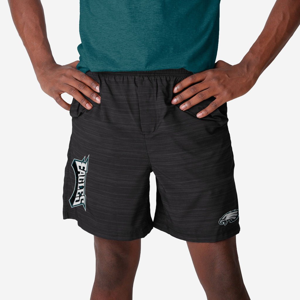 Philadelphia Eagles Heathered Black Woven Liner Shorts FOCO S - FOCO.com