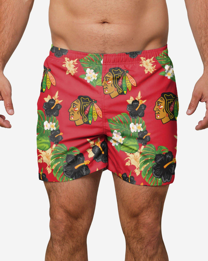 Chicago Blackhawks Floral Swimming Trunks FOCO S - FOCO.com