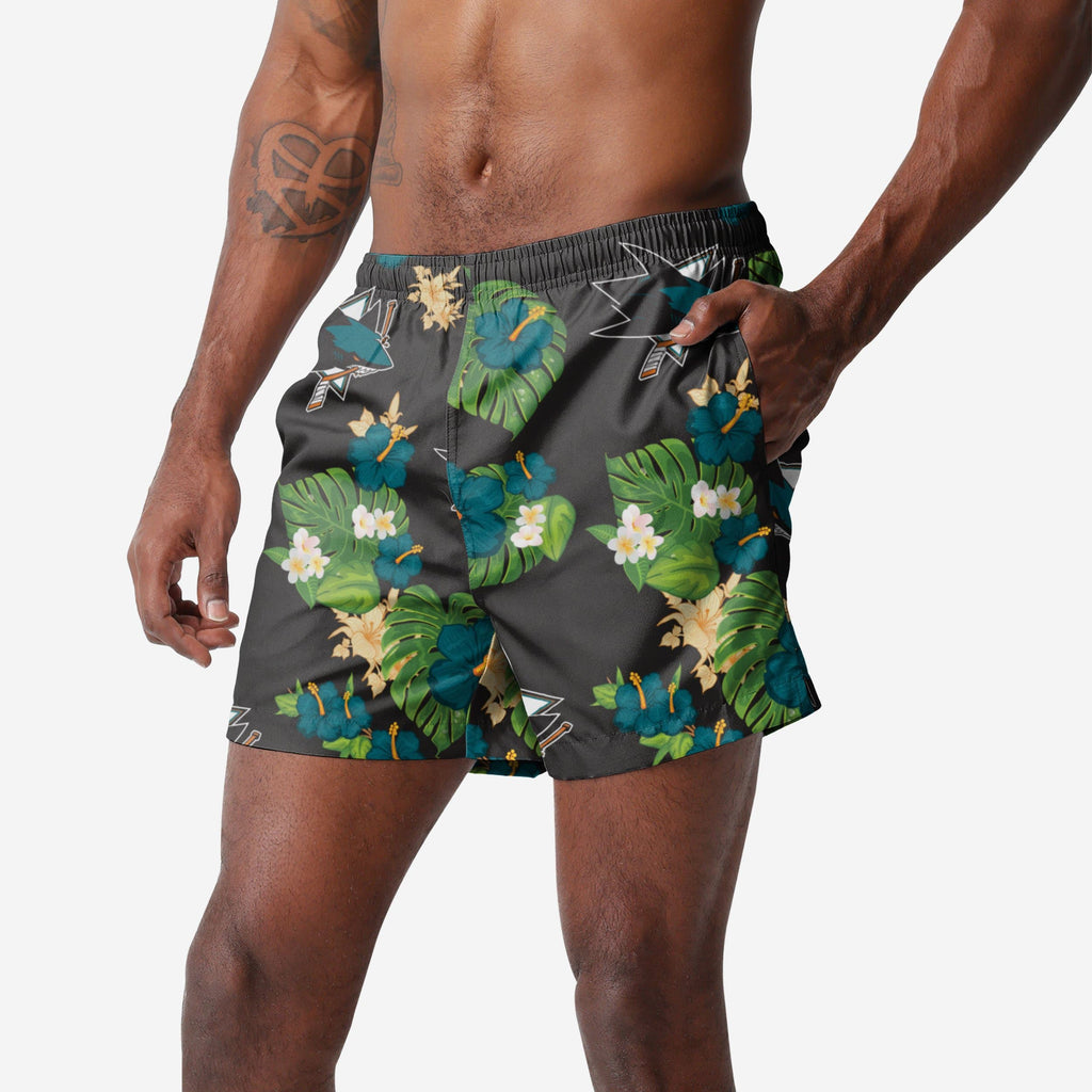 San Jose Sharks Floral Swimming Trunks FOCO S - FOCO.com