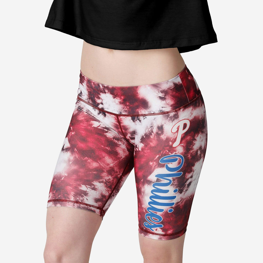 Philadelphia Phillies Womens Team Color Tie-Dye Bike Shorts FOCO S - FOCO.com