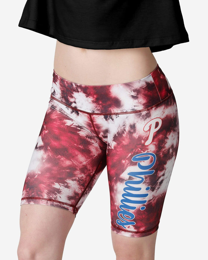 Philadelphia Phillies Womens Team Color Tie-Dye Bike Shorts FOCO S - FOCO.com