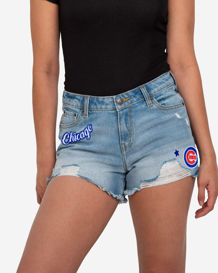 Chicago Cubs Womens Team Logo Denim Shorts FOCO 0 - FOCO.com